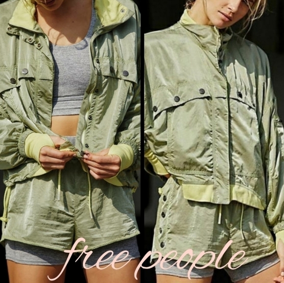 New Free People FP Movement Opal Green Mist Workout Windbreaker Jacket Medium - Picture 4 of 15